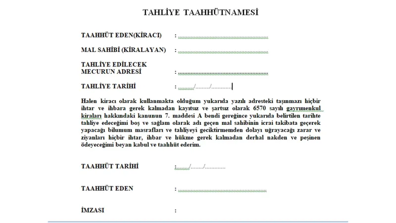 Tahliye Taahhütnamesi Hazırlanırken Dikkat Edilmesi Gerekenler