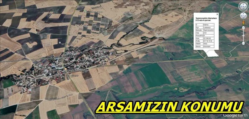 LALAPAŞA TAŞLIMÜSELLIM KÖY İÇINDE 22.386 M² ÇIFTLIK YAPIMINA UYGUN TARLA