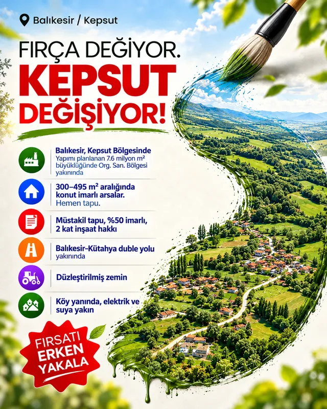 Balıkesir Kepsut Bölgesi İmarlı Arsalar 1